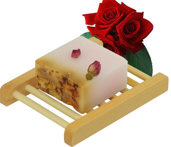 cold process handmade rose soap with roseessential oil