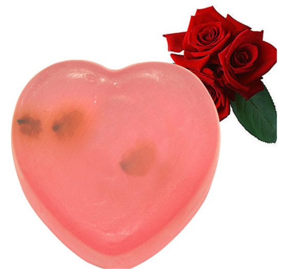 heart shape rose glycerin soap with rose essential oil , transparent soap
