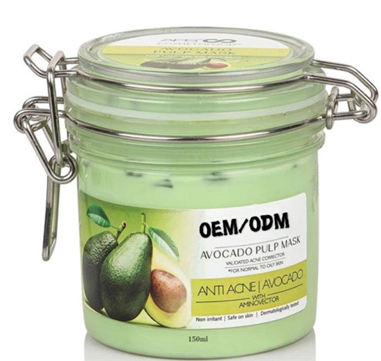 Oem Odm Natural Deep Cleansing Nourishing Skin Green Avocado+Oatmeal Clay Face Mud Mask